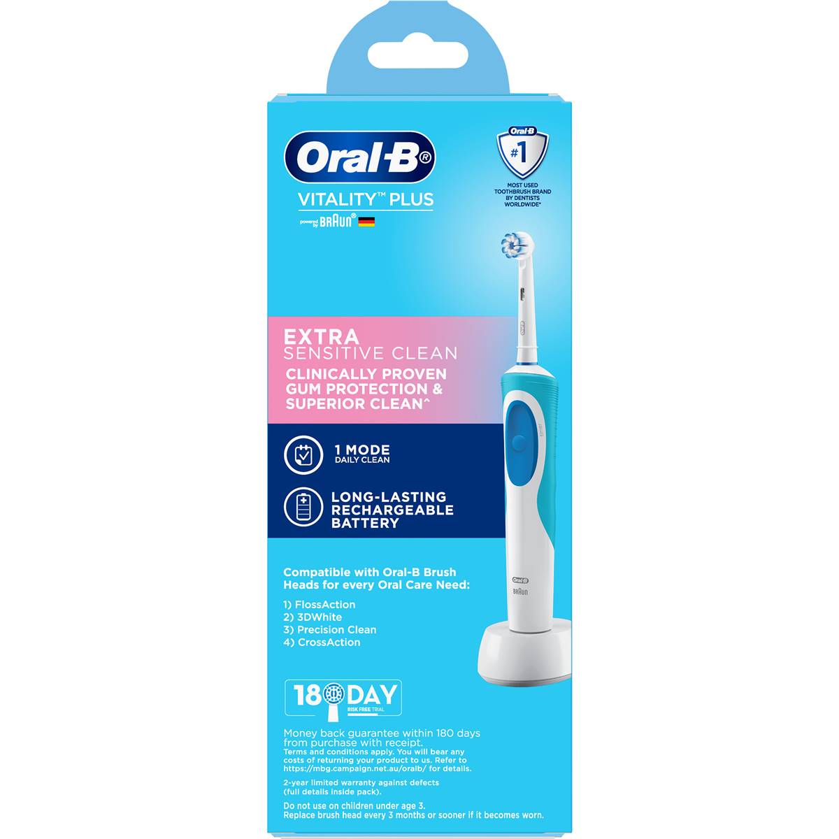 Oral B Vitality Plus Sensitive Electric Toothbrush Each Woolworths
