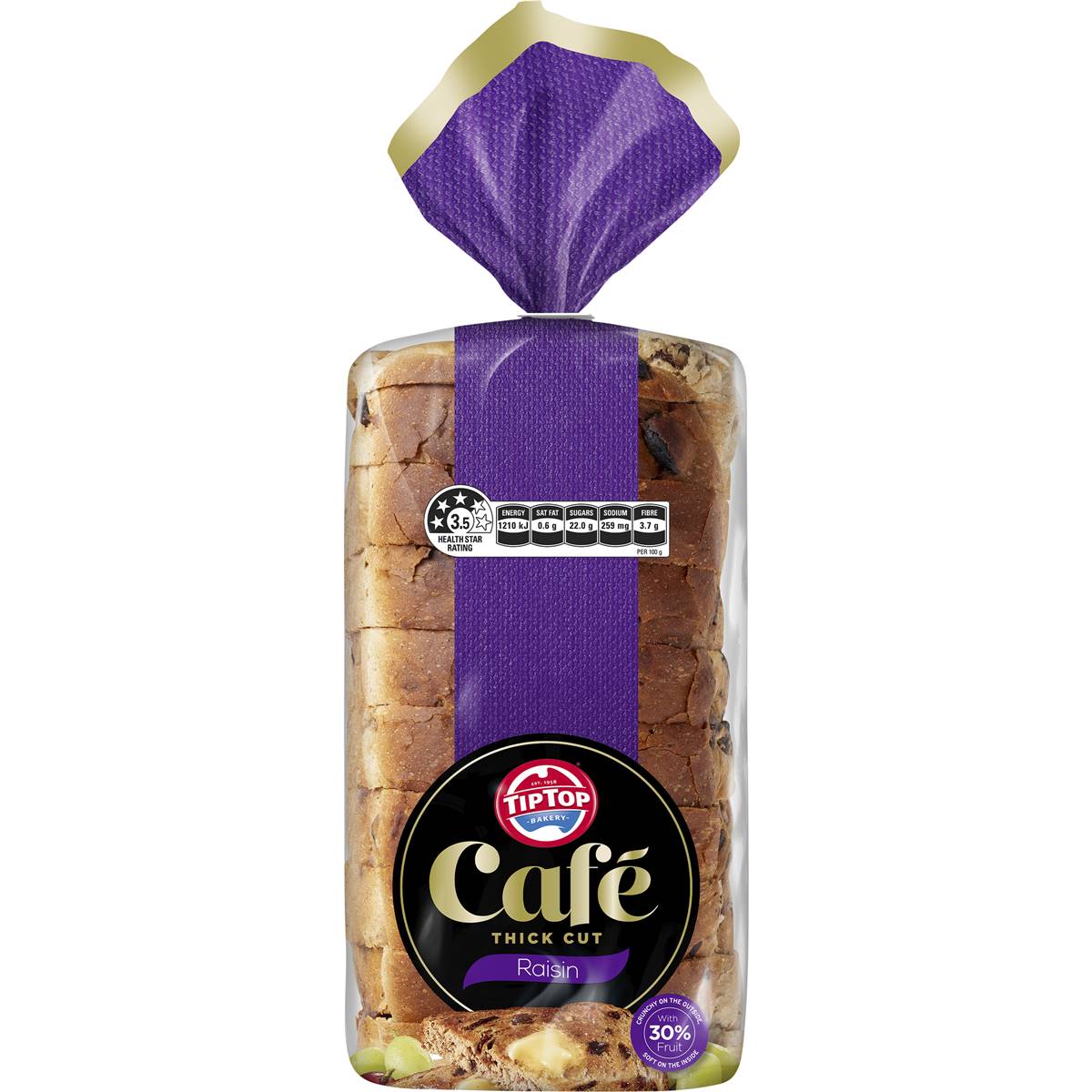 Tip Top Bakery Caf Raisin Bread Thick 650g Woolworths