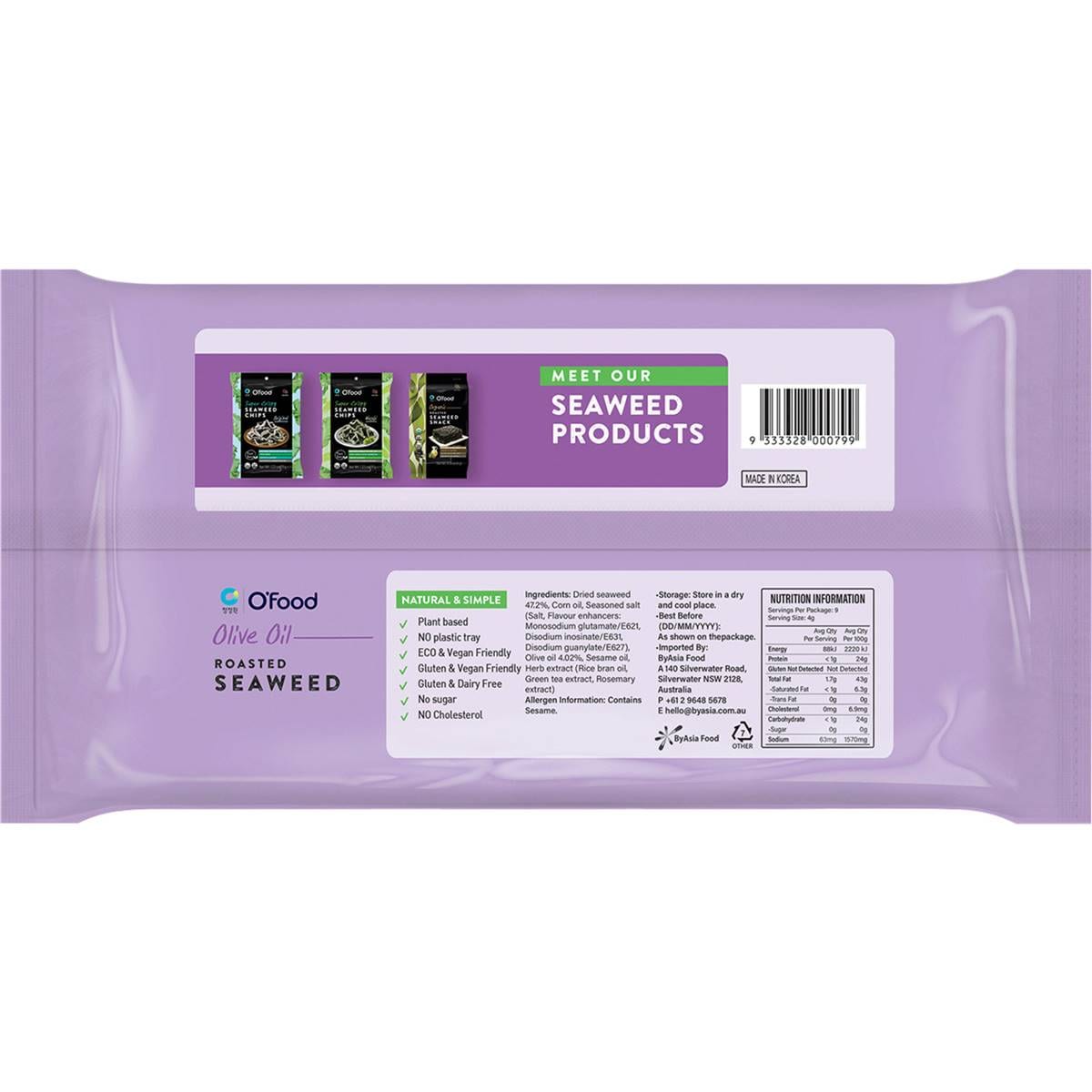 O'food O Food Olive Oil Roasted Seaweed 4 Pack Woolworths