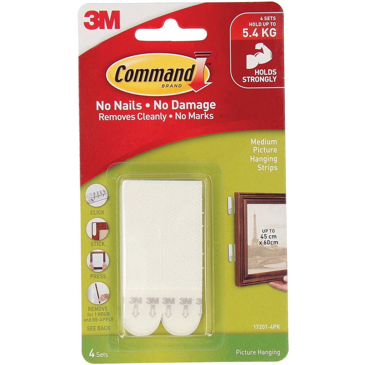 3m Command Picture Hanging Strips Medium White 4 Pairs | Woolworths