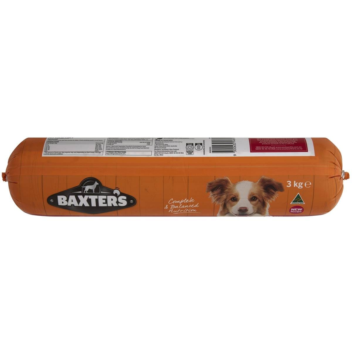 Baxter's Adult Fresh Chilled Dog Food Roll Meat With Vegetables 3kg