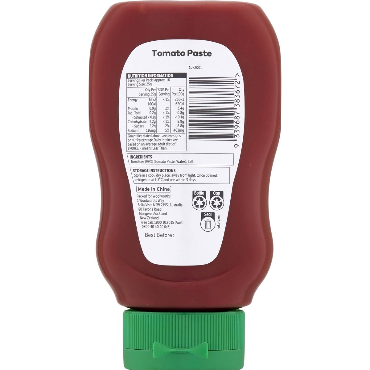 Woolworths Tomato Paste 415g Woolworths
