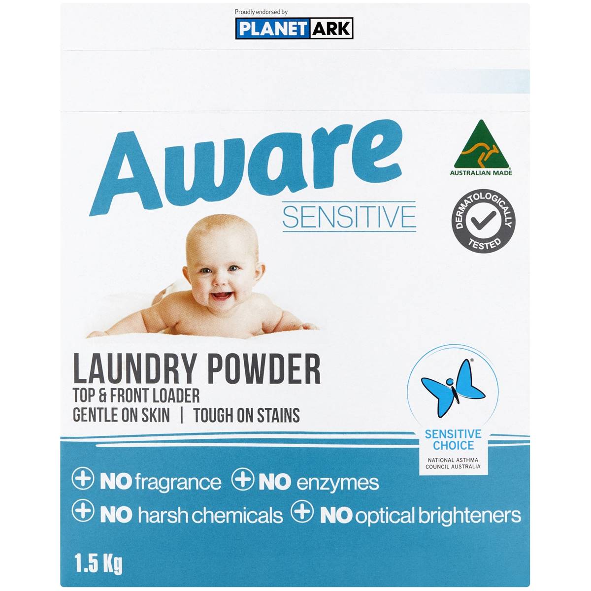 Aware Sensitive Top & Front Loader Laundry Powder 1.5kg Woolworths