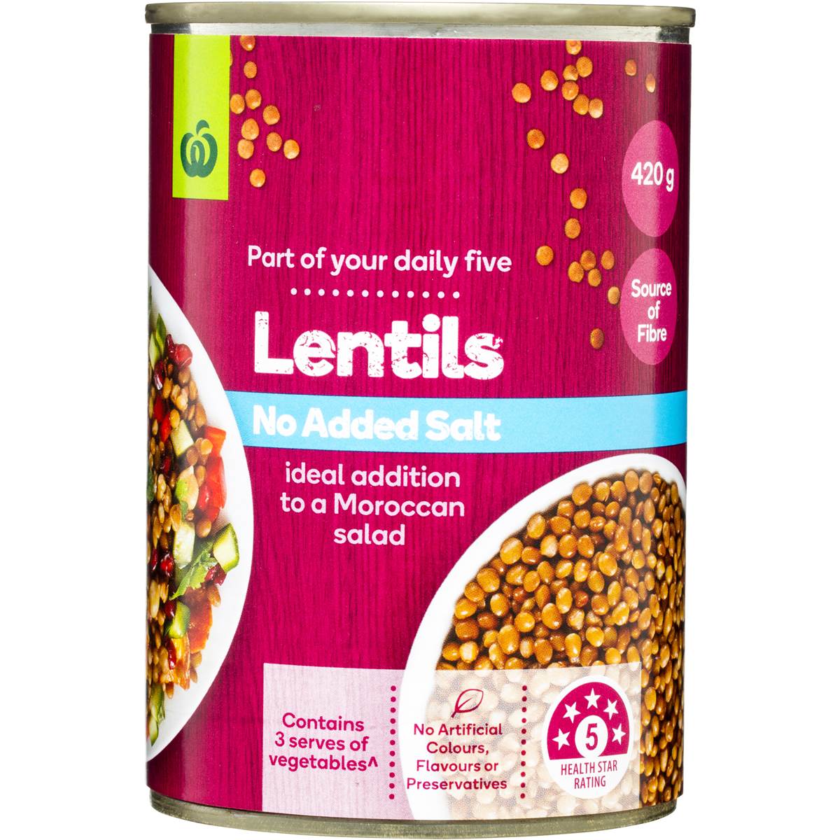 Woolworths Lentils No Added Salt 420g Woolworths