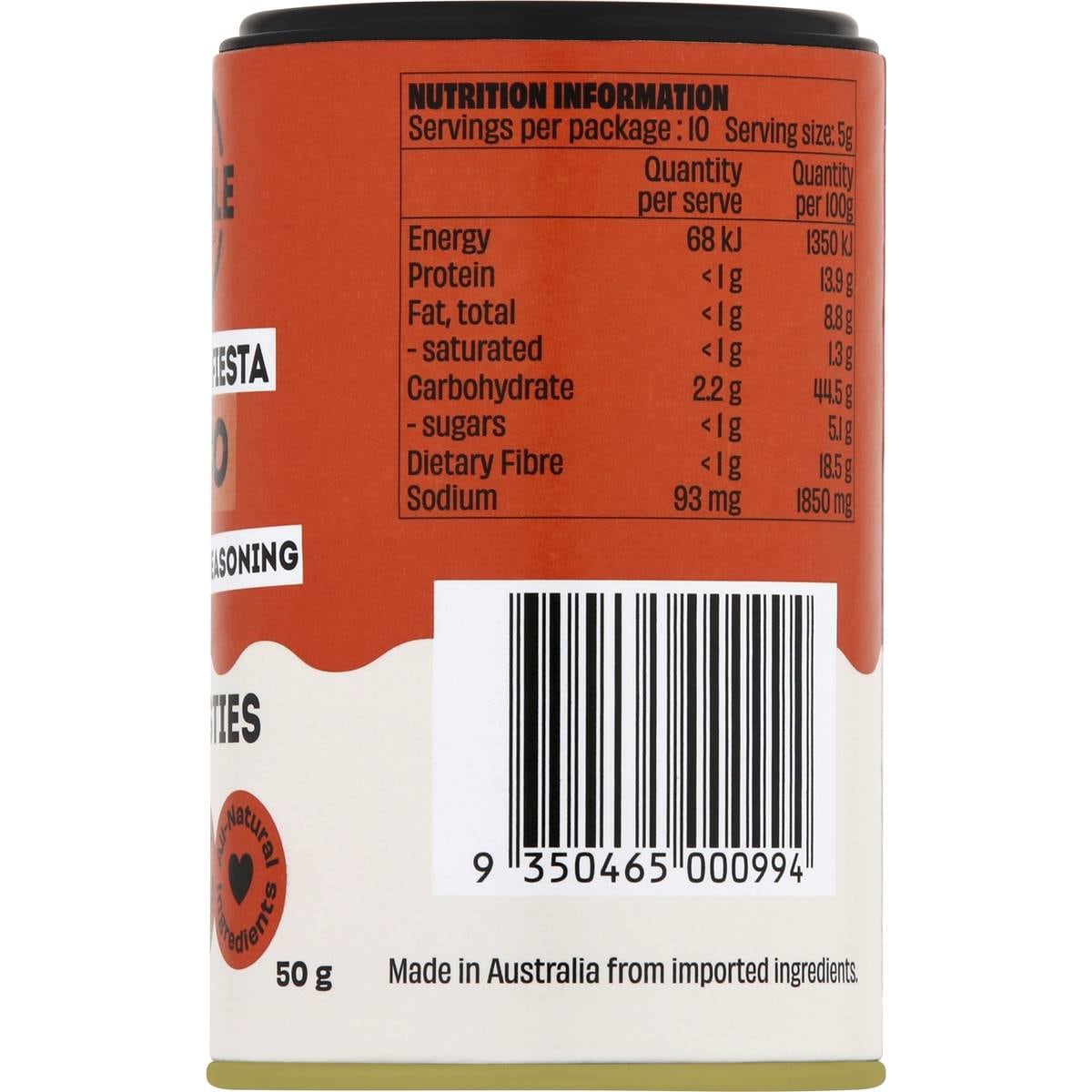 Mingle Mexican Fiesta Taco Allnatural Seasoning 50g Woolworths