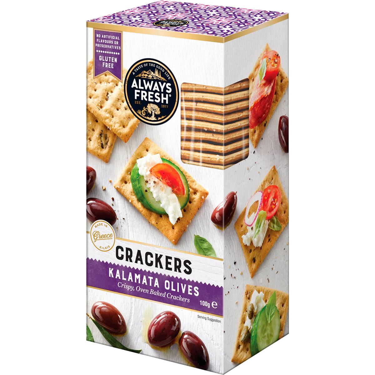 Always Fresh Crackers Kalamata Olive 100g Woolworths