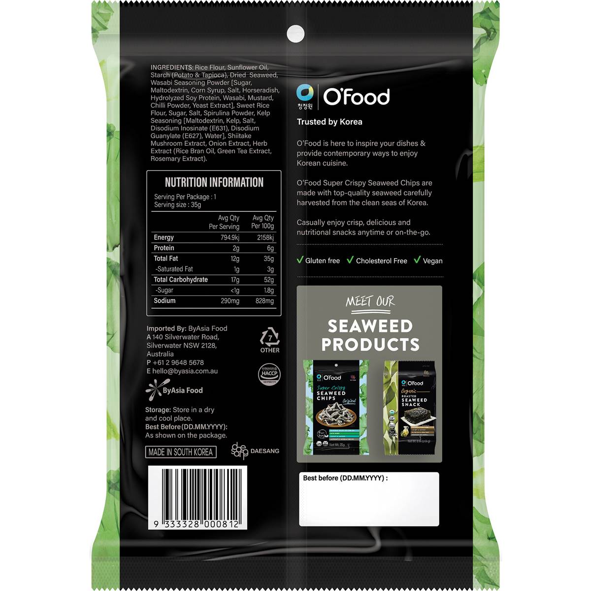 O'food Seaweed Chips Wasabi Chips Wasabi 35g Woolworths