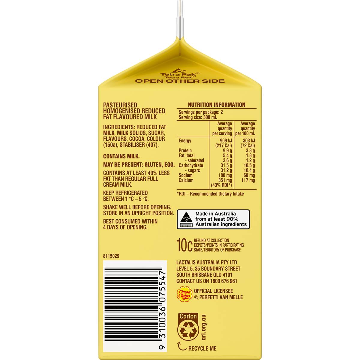 Breaka Chupa Chups Choco Vanilla 600ml Woolworths