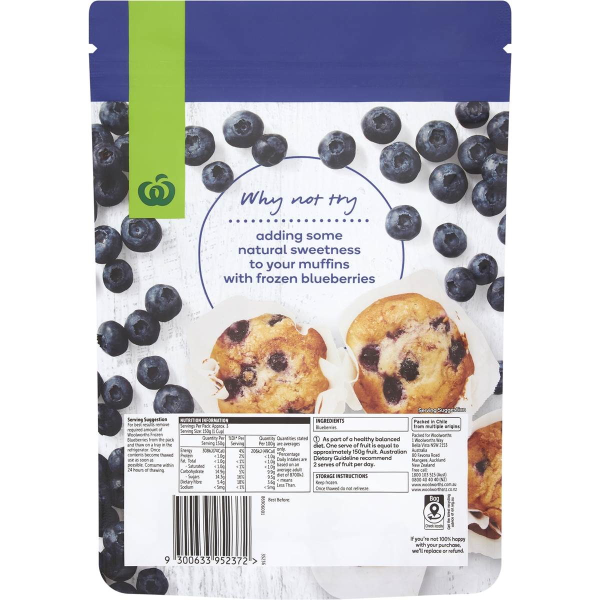 Woolworths Frozen Blueberries 500g Woolworths