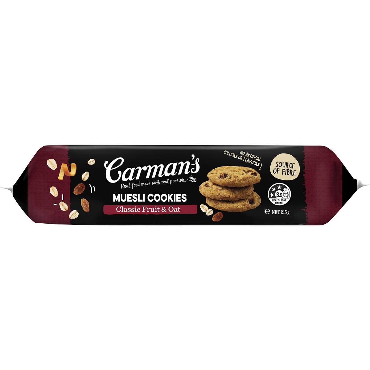 Carman's Muesli Cookies Classic Fruit & Oat 215g Woolworths