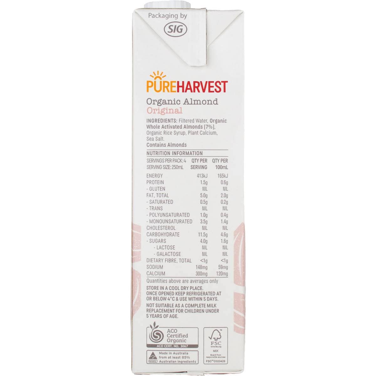 Pureharvest Organic Almond Milk 1l Woolworths