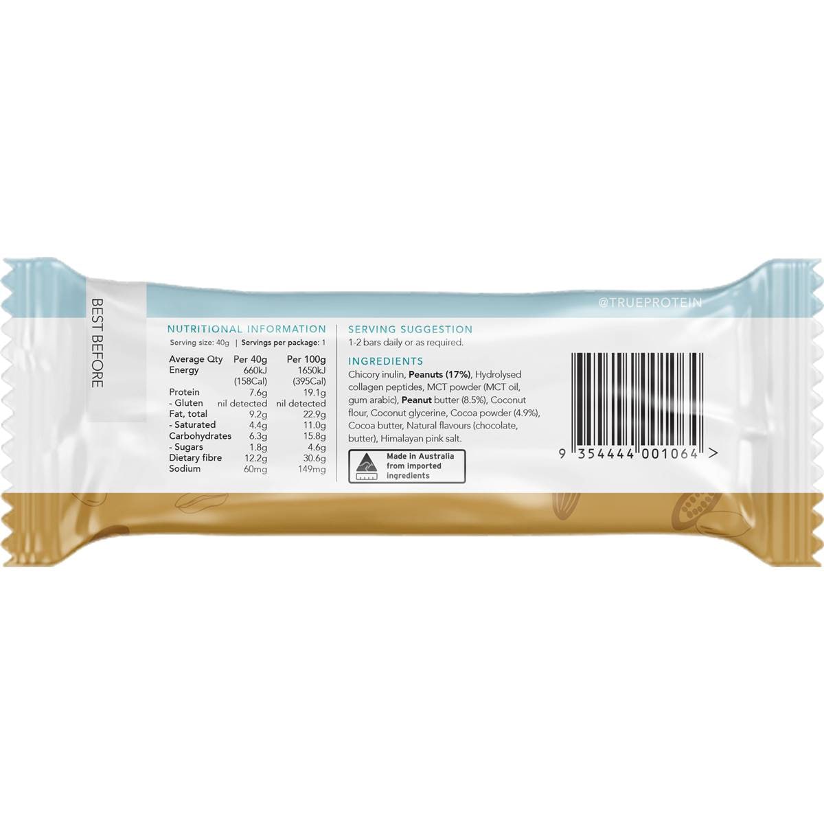 True Protein Raw Snack Bar Choc Peanut Butter 43g Woolworths