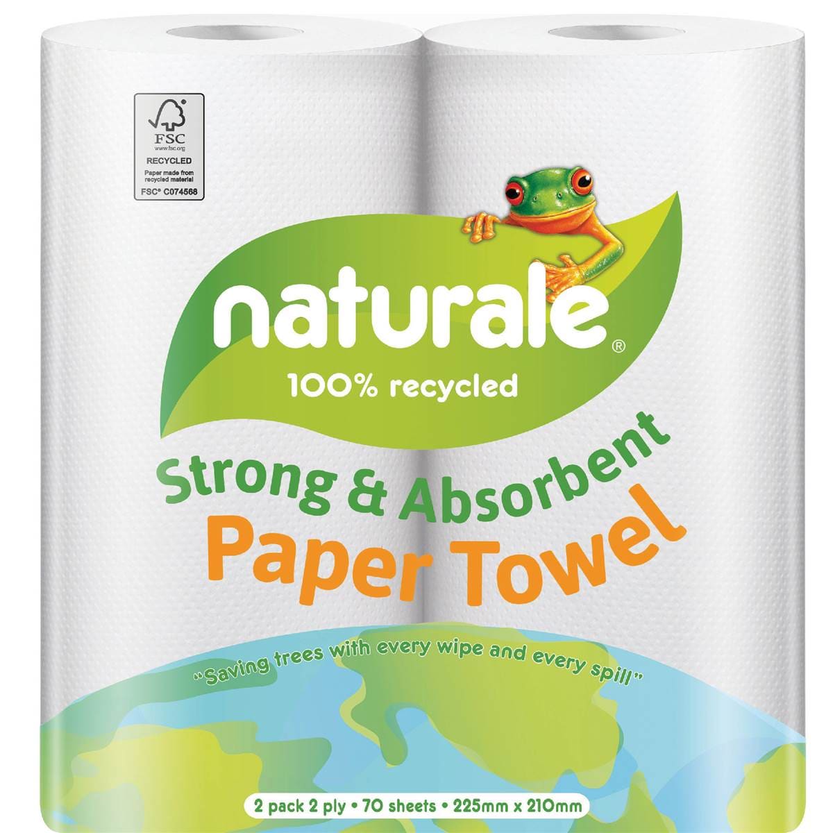 Naturale 100 Recycled Paper Towel 2 Ply 140 Sheets 2 Pack Woolworths