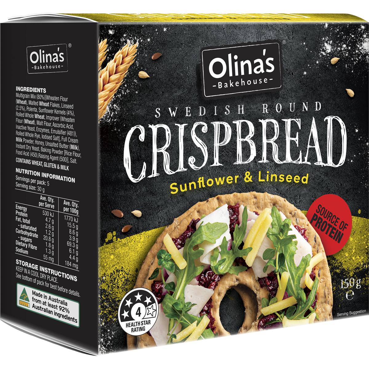 Olina's Swedish Round Crispbread Sunflower & Linseed