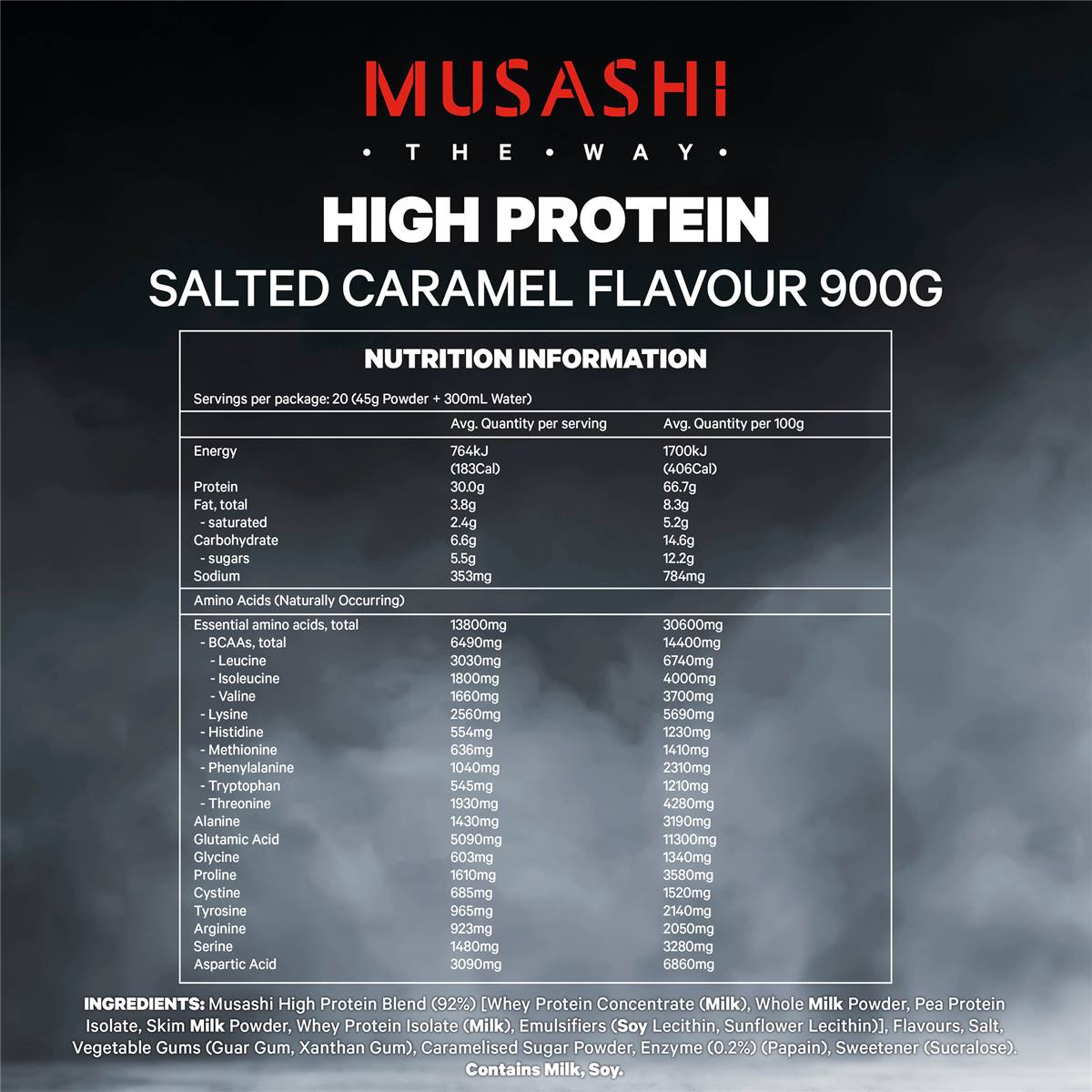 Musashi High Protein Salted Caramel Flavour 900g Woolworths
