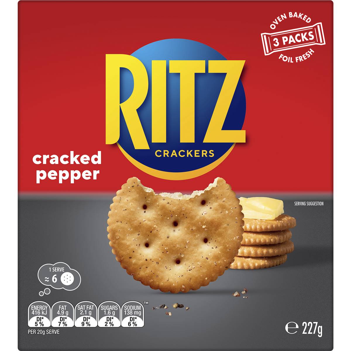 Ritz black pepper crackers 227g woolworths
