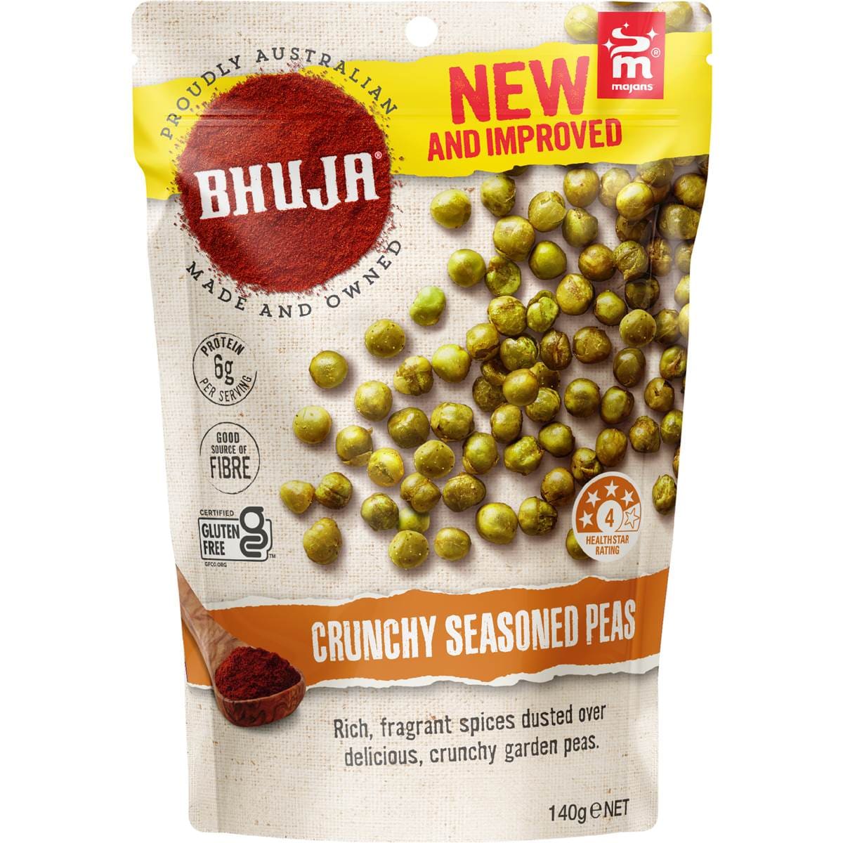 Bhuja Crunchy Seasoned Peas 140g Woolworths