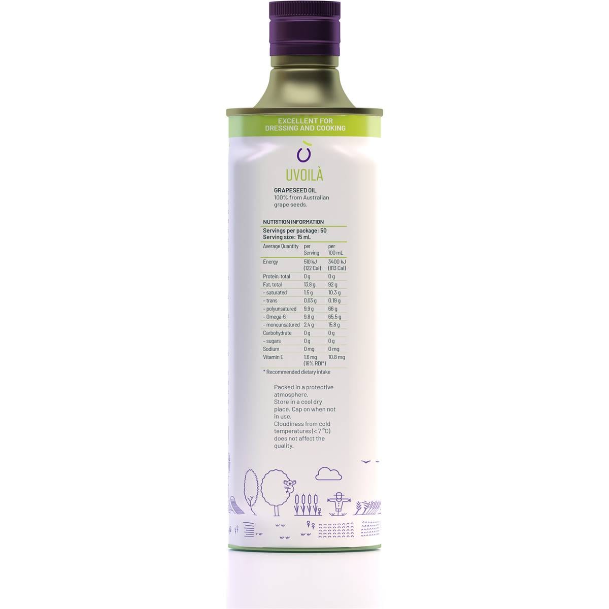 Uvoila Australian Grapeseed Oil 750ml Woolworths