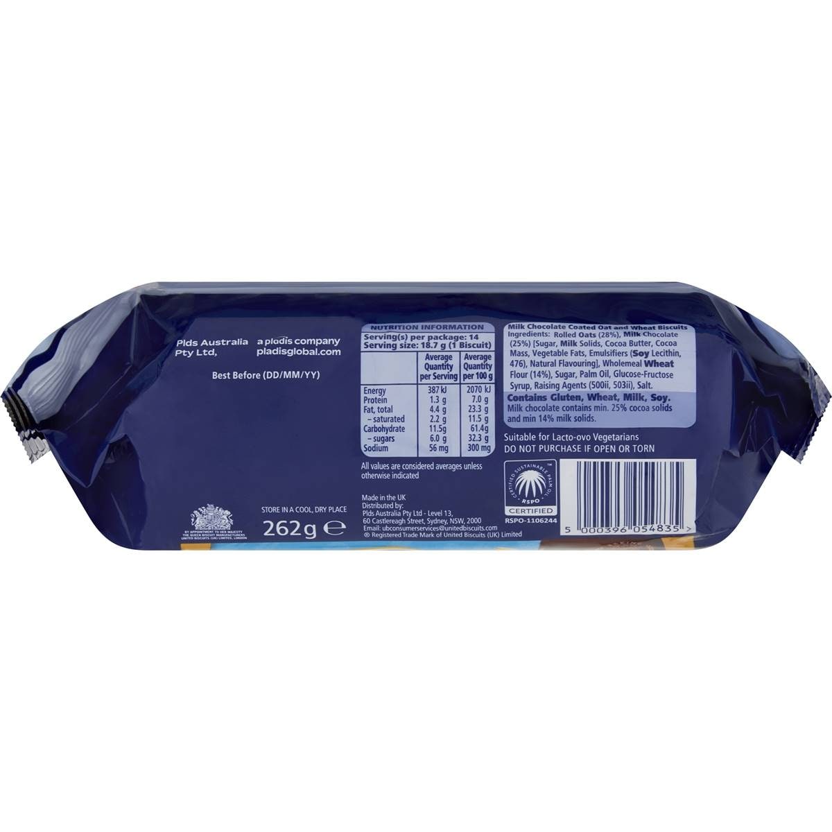 Mcvitie's Hobnobs Milk Chocolate 262g Woolworths