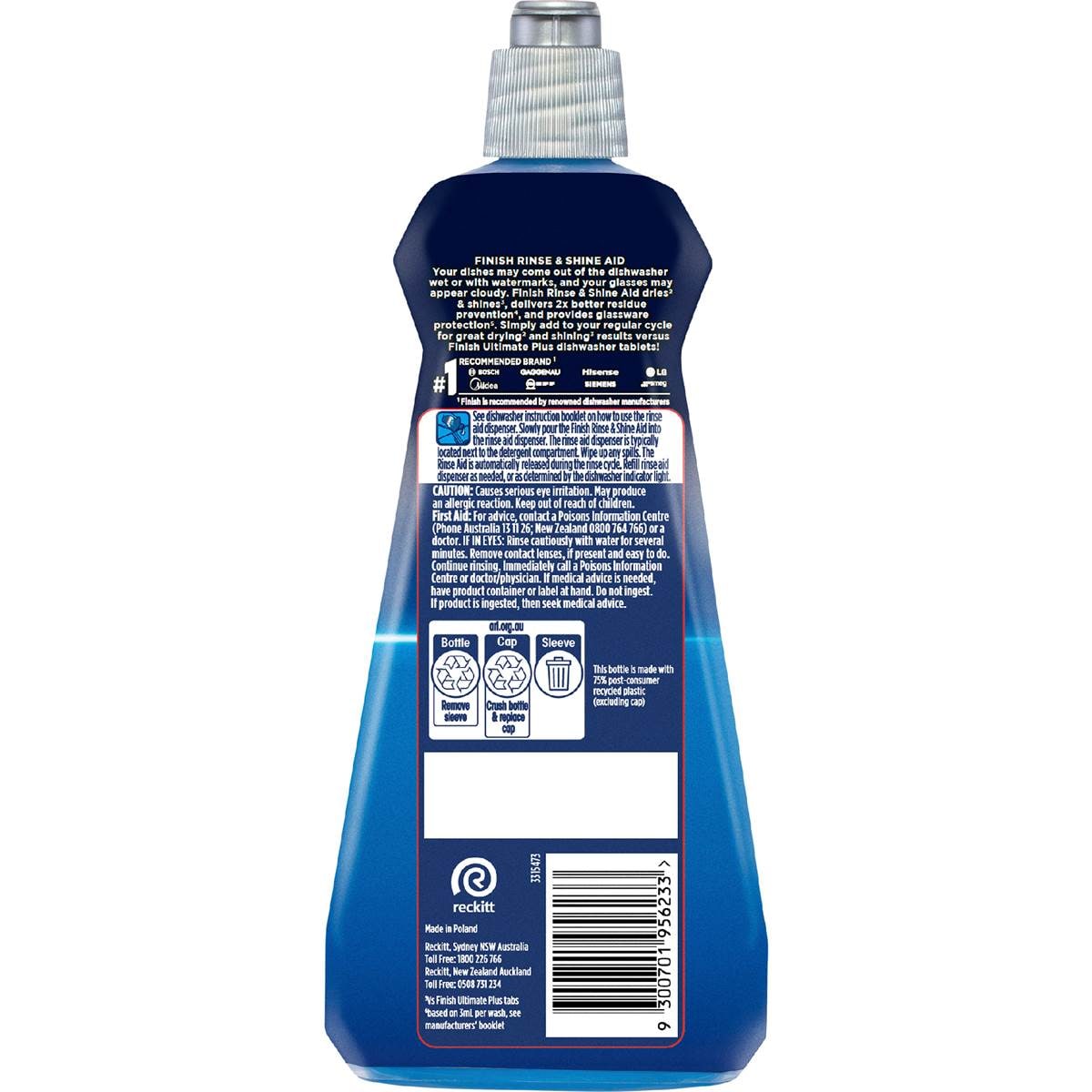 Finish Rinse & Shine Aid Liquid Regular 500ml Woolworths