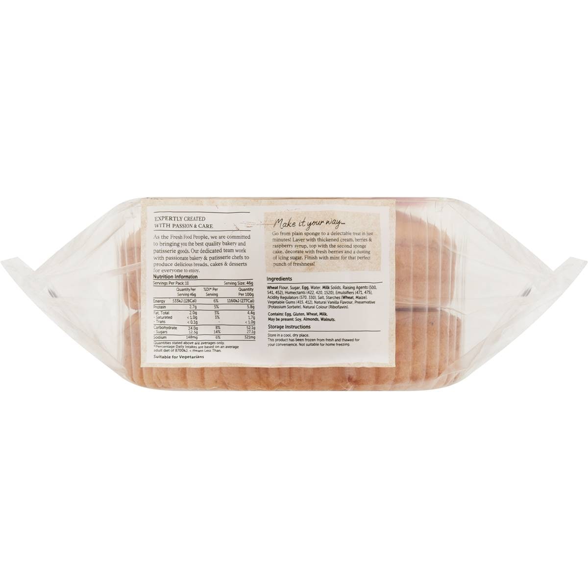 Woolworths Double Unfilled Sponge 460g Woolworths