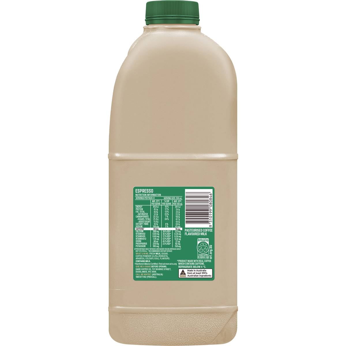 Dare Espresso Iced Coffee 2l Woolworths