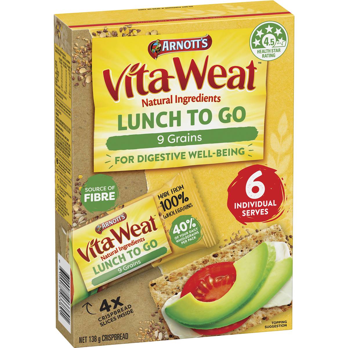 Arnotts Vita Weat 9 Grain Lunch To Go Multipack Crispbreads 6 Pack