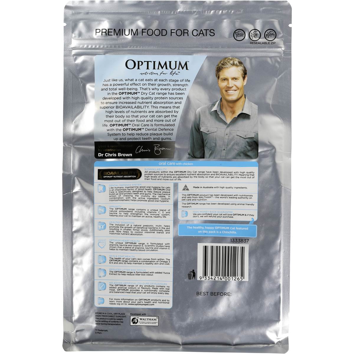 Optimum Adult Cat Food Oral Care With Chicken 500g Woolworths