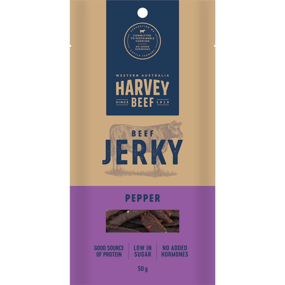 Harvey Beef Jerky Pepper 50g Woolworths