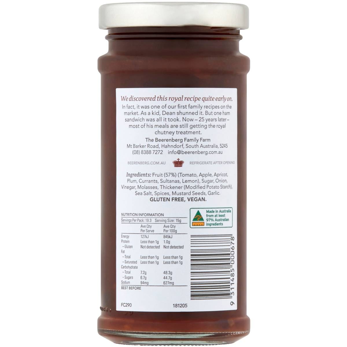 Beerenberg Fruit Chutney 290g Woolworths