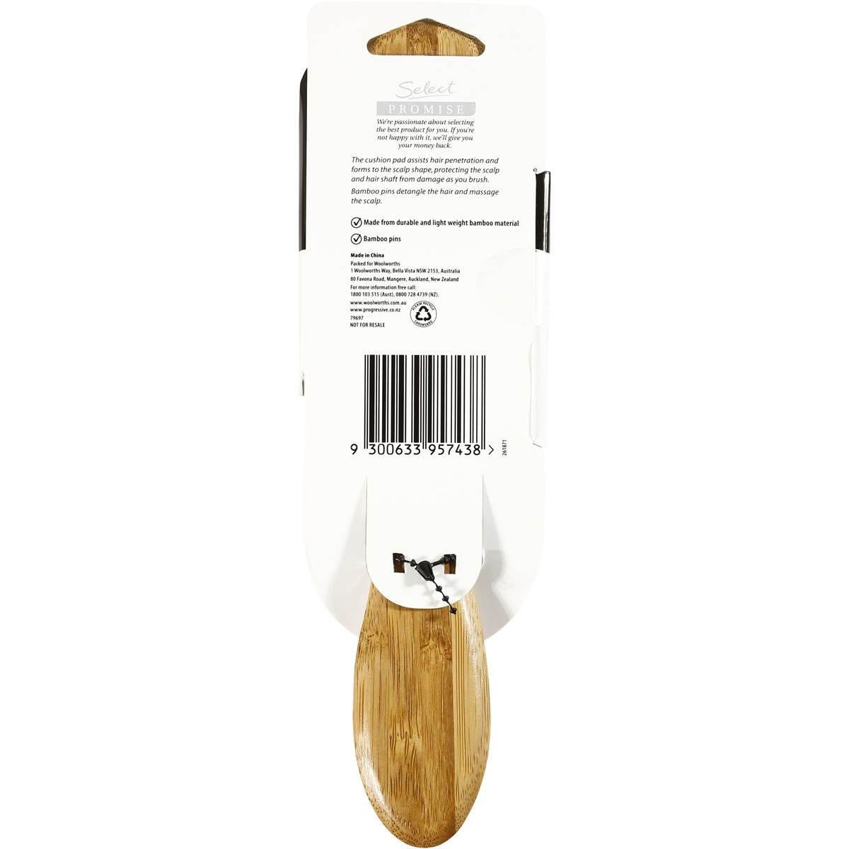 Woolworths Select Hair Brush Pad Bamboo 1pk Woolworths