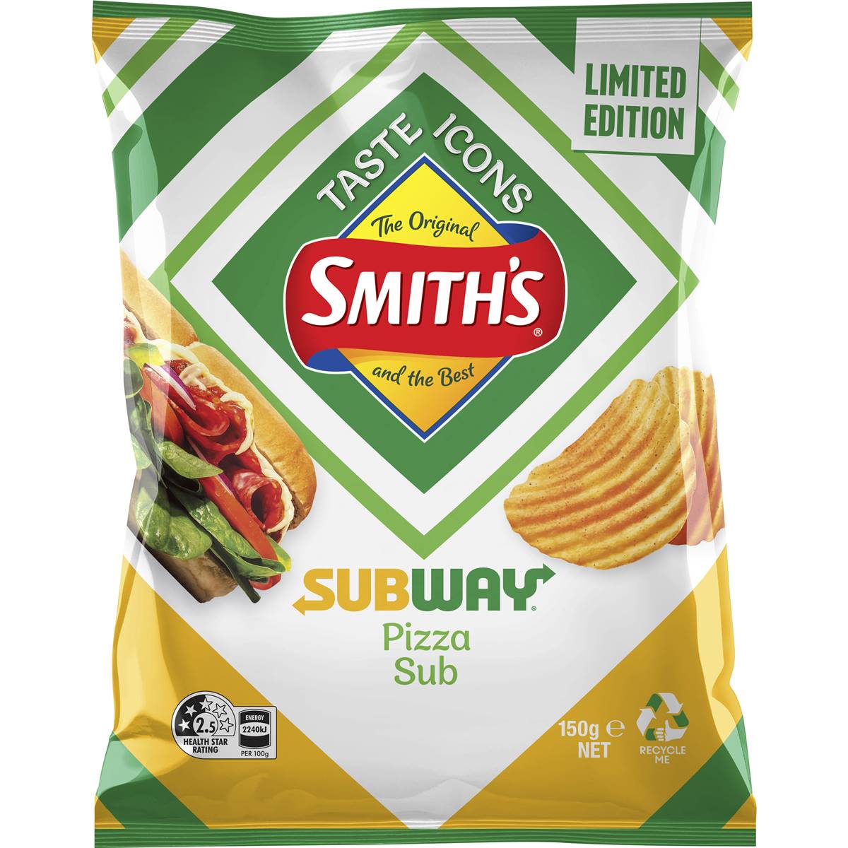 Smith's Pizza Melt Flavoured Crinkle Cut Potato Chips 150g Woolworths