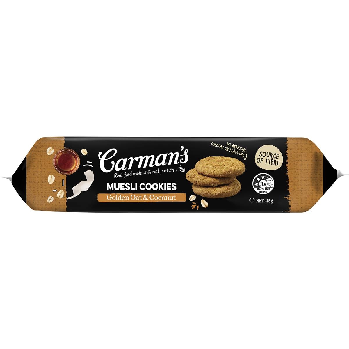 Carman's Muesli Cookies Golden Oat & Coconut 215g Woolworths