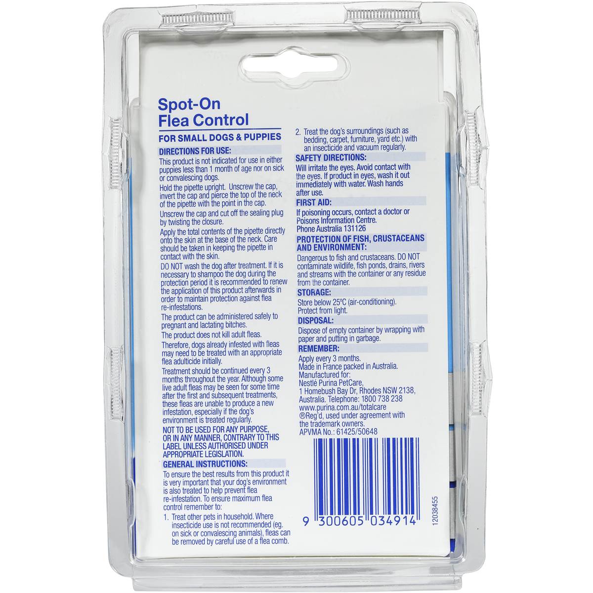 Purina Total Care Treatment Flea Control Small Dog & Puppy 2 Pack Woolworths