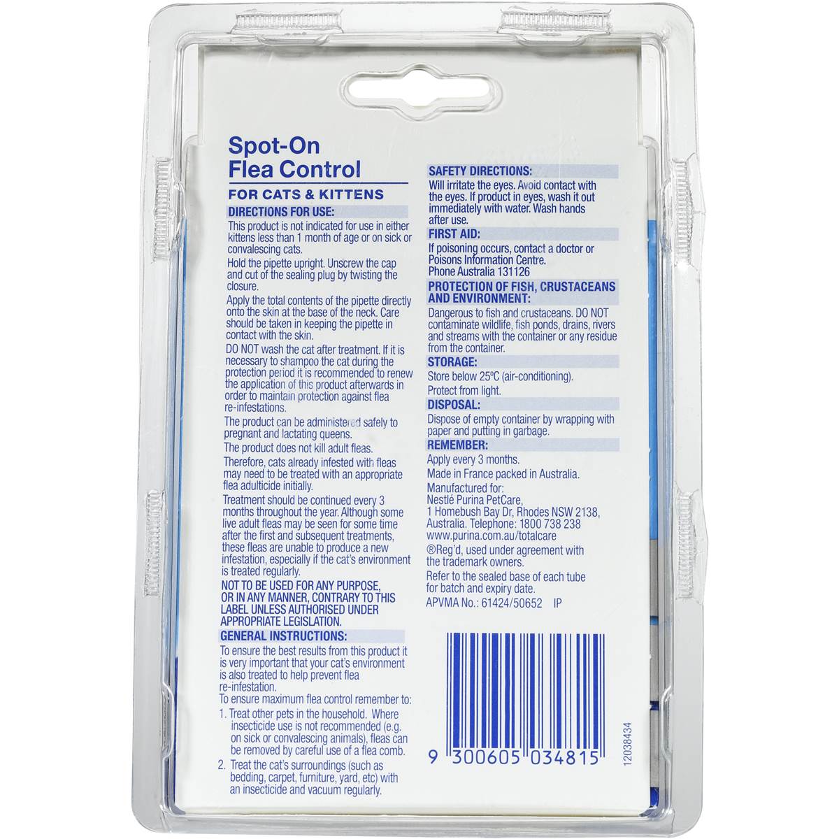 Purina Total Care Treatment Flea Control Cats & Kittens 2 Pack Woolworths