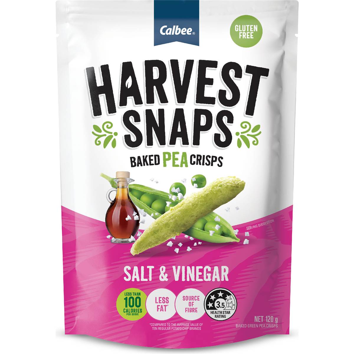 Calbee Harvest Snaps Salt & Vinegar 120g Woolworths