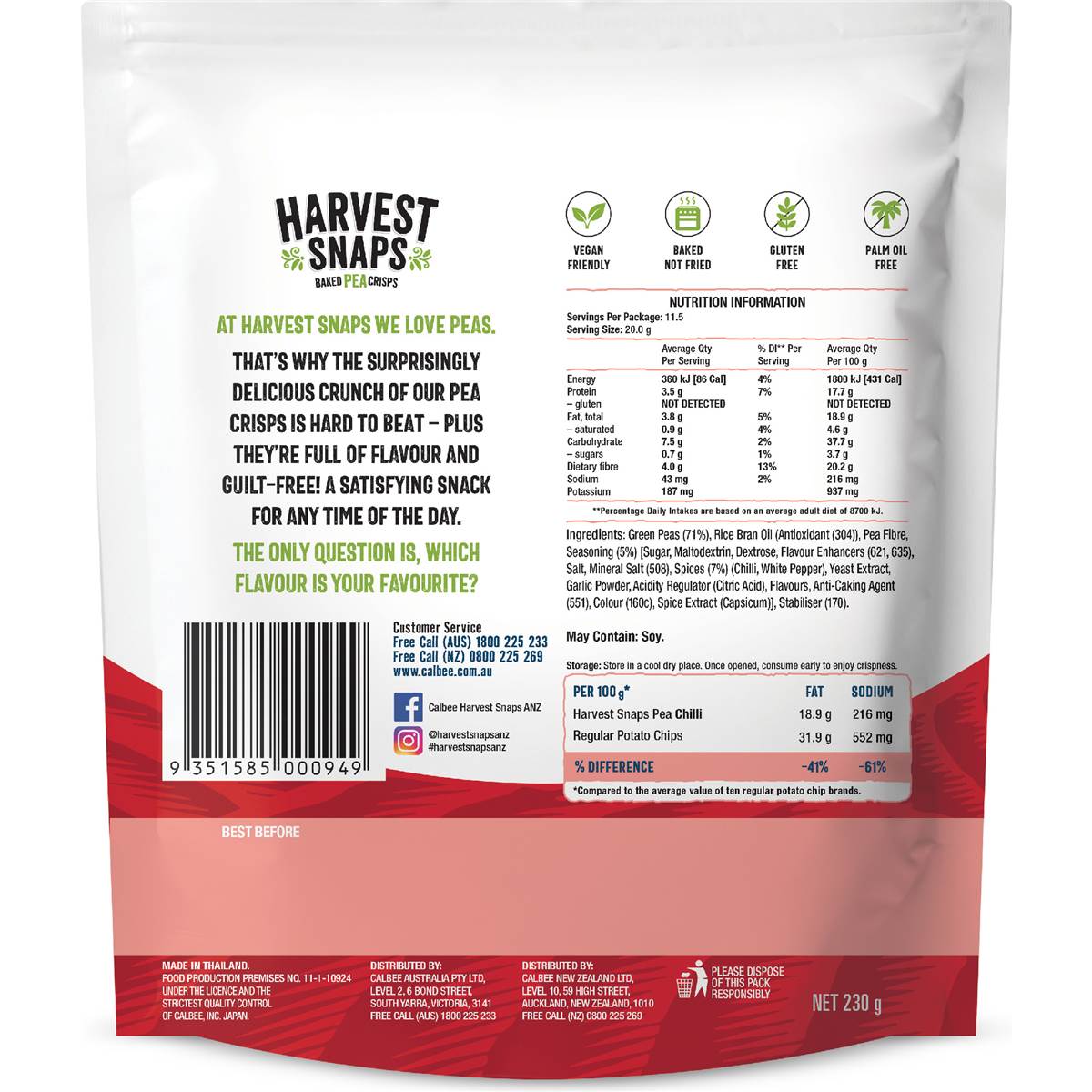 Calbee Harvest Snaps Chilli 230g Woolworths