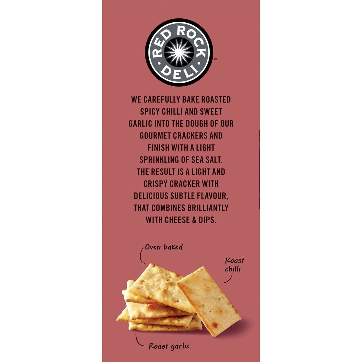 Red Rock Deli Gourmet Crackers Chilli Roast Garlic Lemon Oil 130g