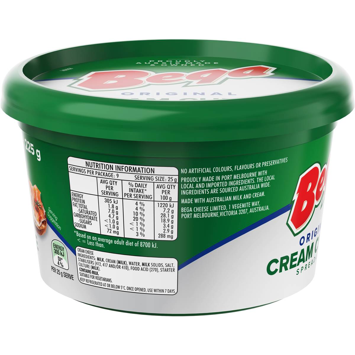 Bega Original Cream Cheese Spreadable 225g Woolworths