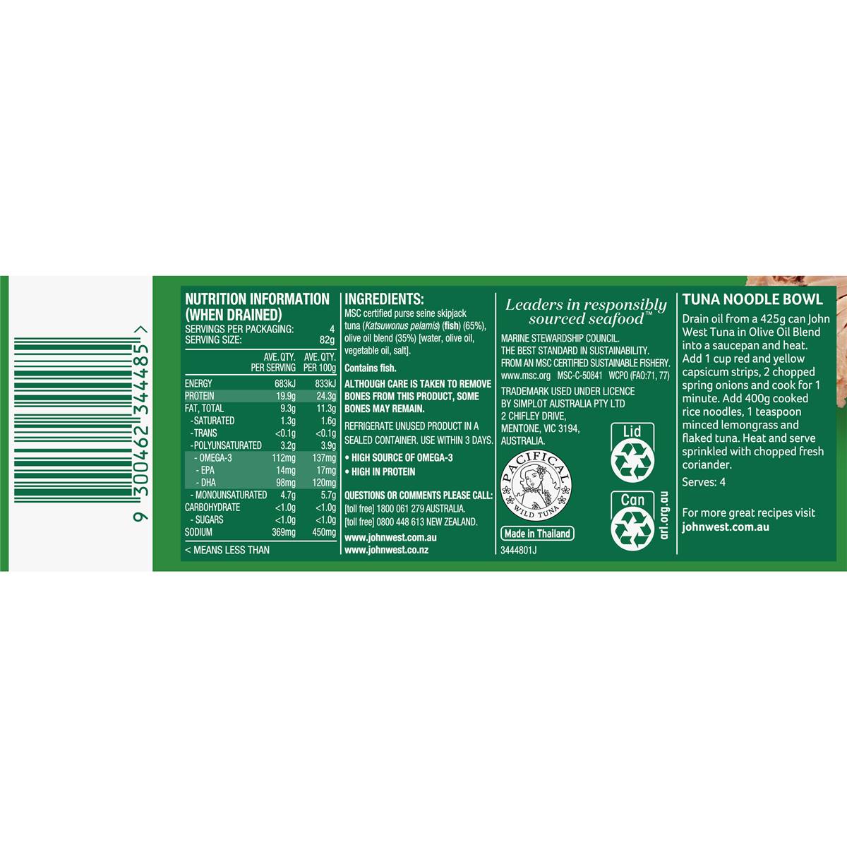 John West Chunky Tuna In Olive Oil Blend 425g Woolworths