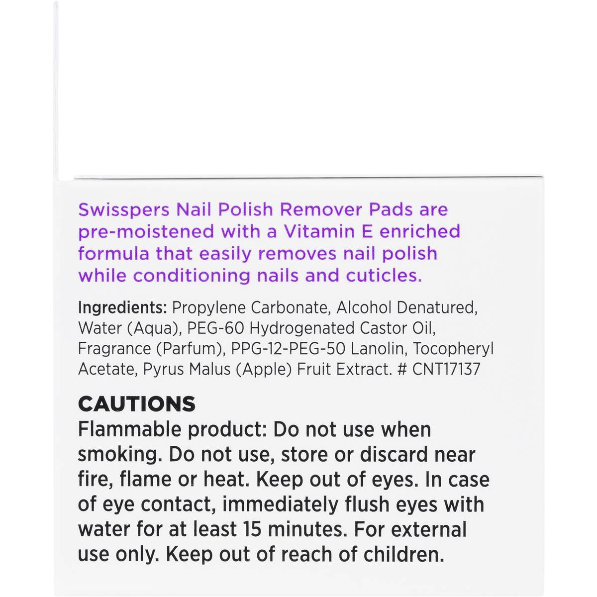 Swisspers Nail Polish Remover Pad 36 Pack Woolworths