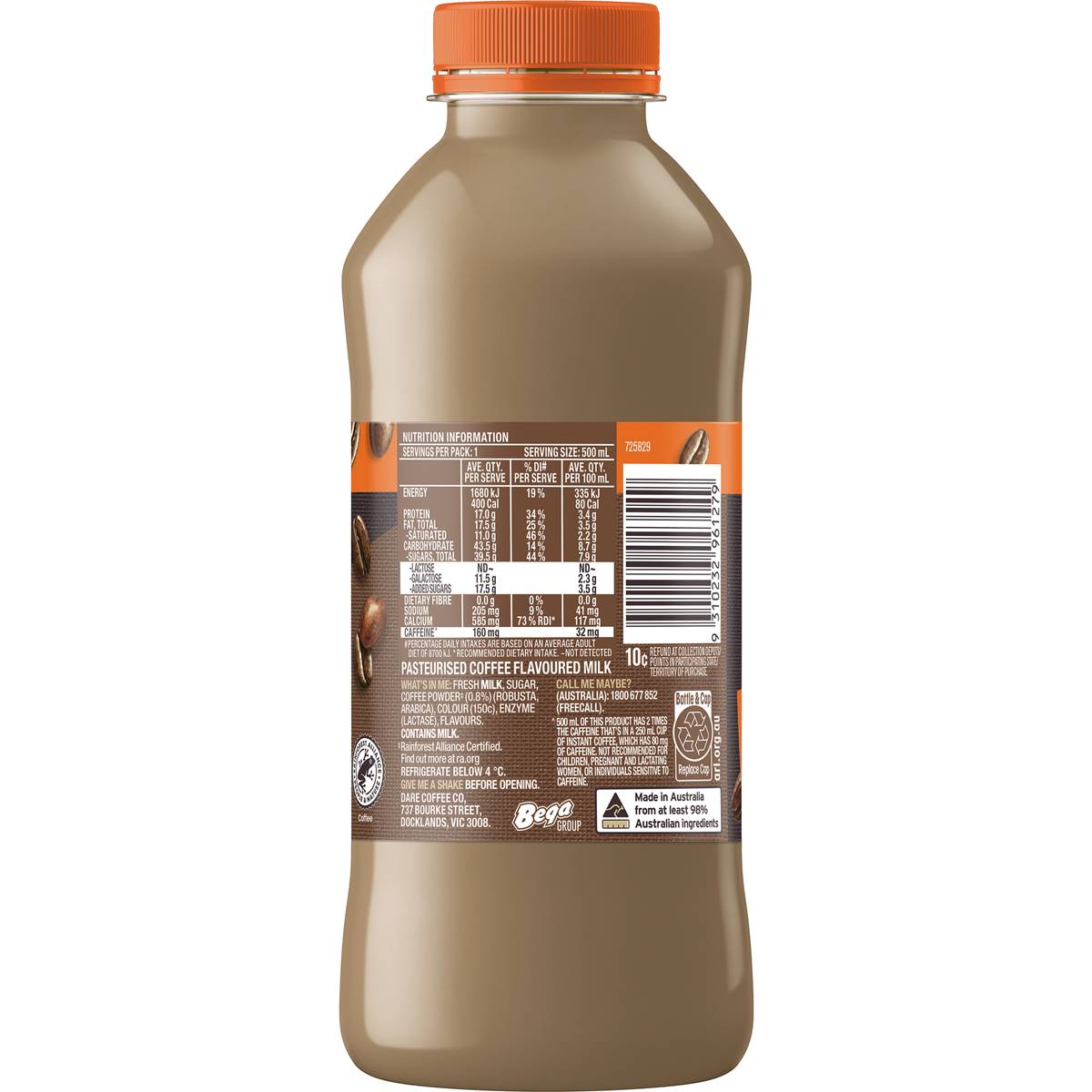 Dare double espresso lactose free 500ml woolworths