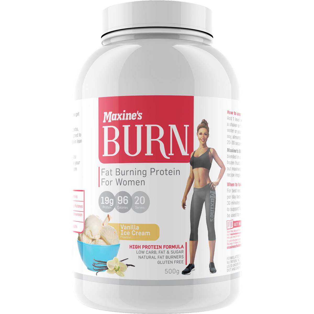 Maxine's Burn Vanilla Ice Cream Protein Powder