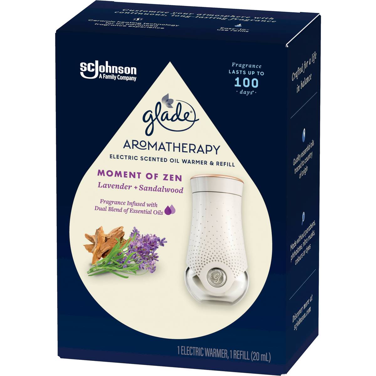 Glade Aromatherapy Electric Scented Oil Warmer Lavender & Sandalwd 20ml