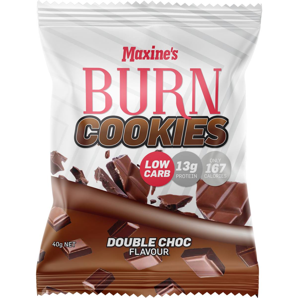 Maxines Burn Double Chocolate Flavour Cookies 40g Woolworths