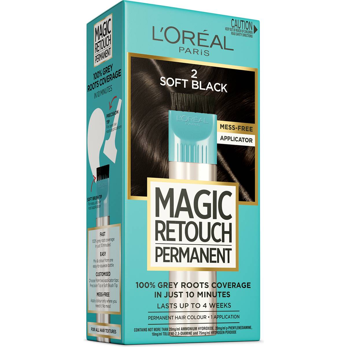 L'Oreal Paris Magic Retouch Permanent Hair Colour 2 Soft Black each