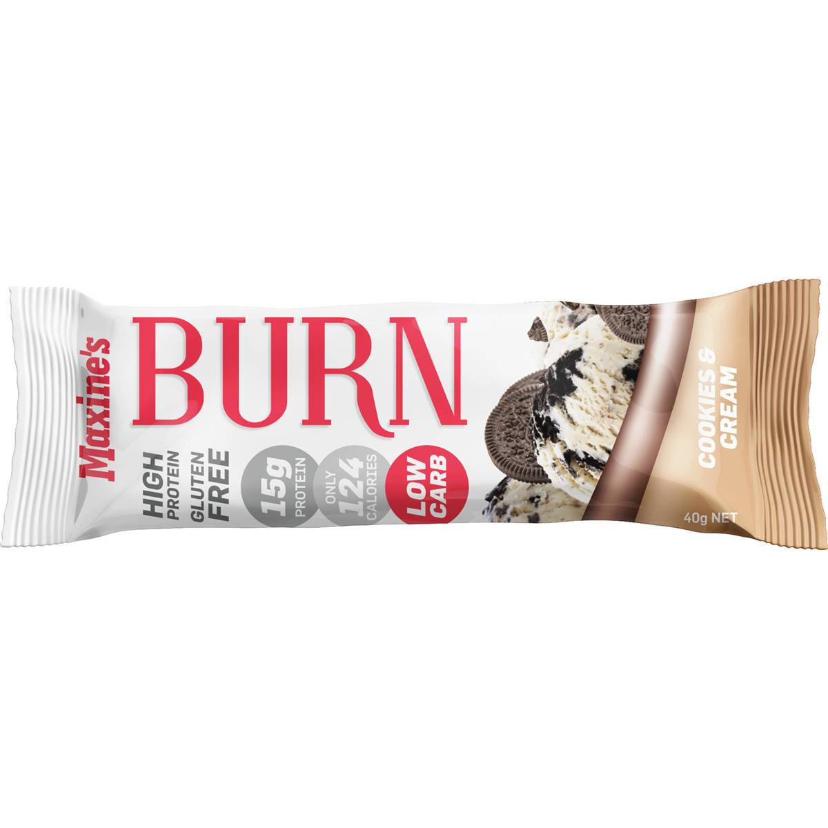Maxine's Burn High Protein Cookies & Cream Bar