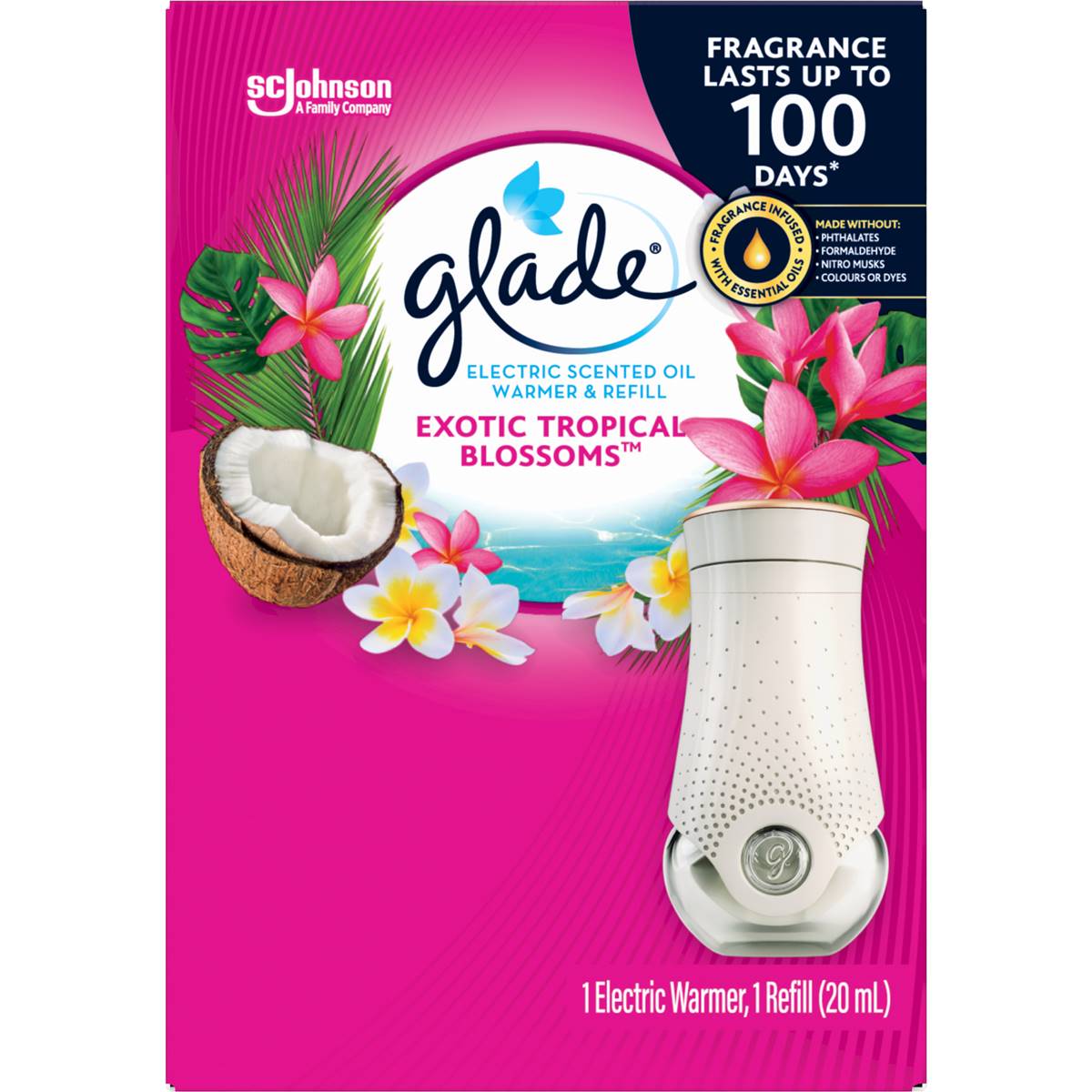 Glade Electric Scented Oil Warmer & Refill Exotic Tropical Blossms 20ml