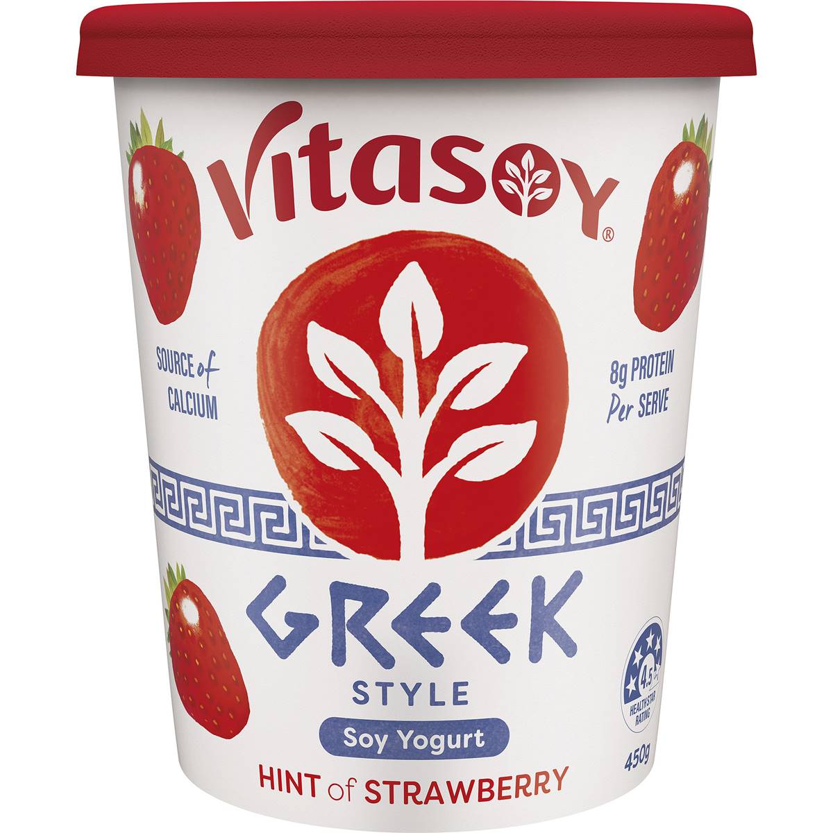 Vitasoy Greek Style Soy Yogurt Hint Of Strawberry 450g Woolworths