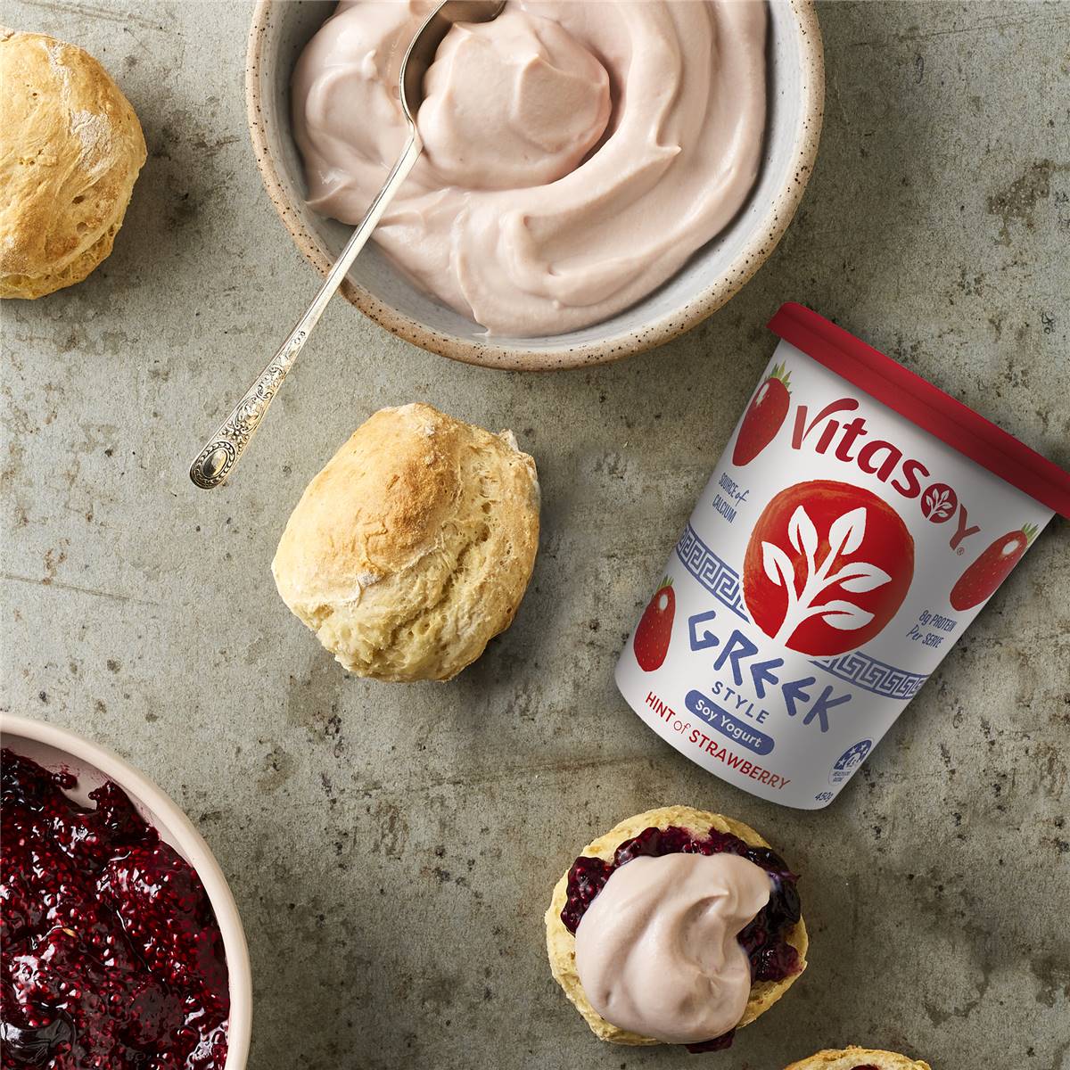 Vitasoy Greek Style Soy Yogurt Hint Of Strawberry 450g Woolworths